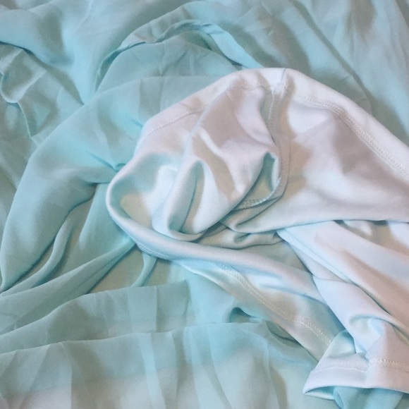 AQUA BLUE HANDKERCHIEF STYLE LINED DRESS - Picture 6 of 8